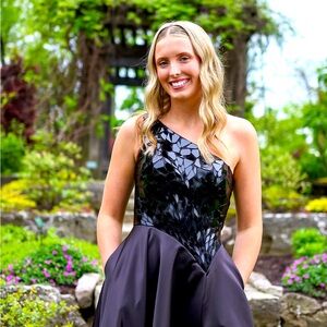 Sherri Hill broken glass prom or pageant gown